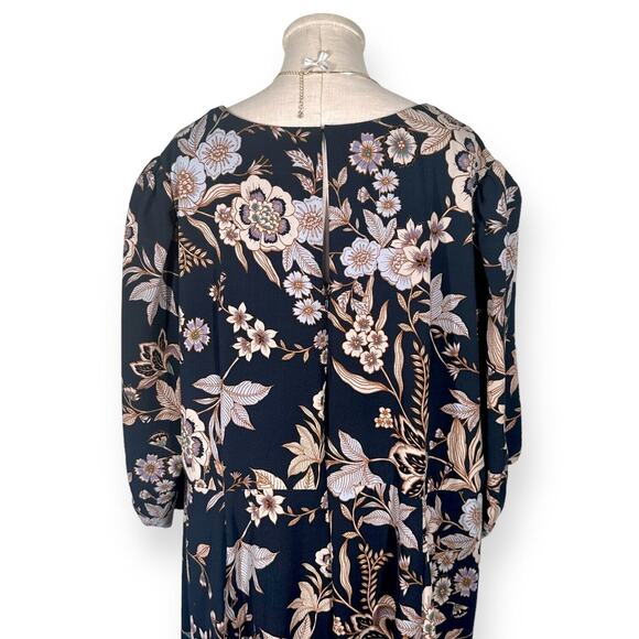 ELIZA J Botanical Floral Shift Maxi Dress V-Neck Cocktail Blue White Padded 22W - Picture 6 of 13